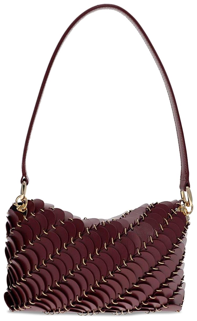 Rabanne Leather Disc Shoulder Bag BurgundyGold