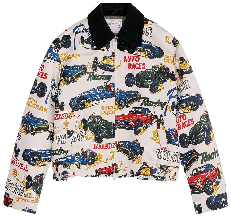 Sacai Car RaceTropical Print Jacket Ivory