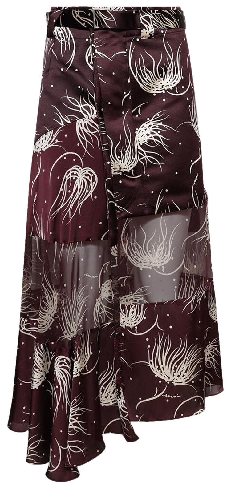 Sacai Dot Flower Print Skirt Bordeaux