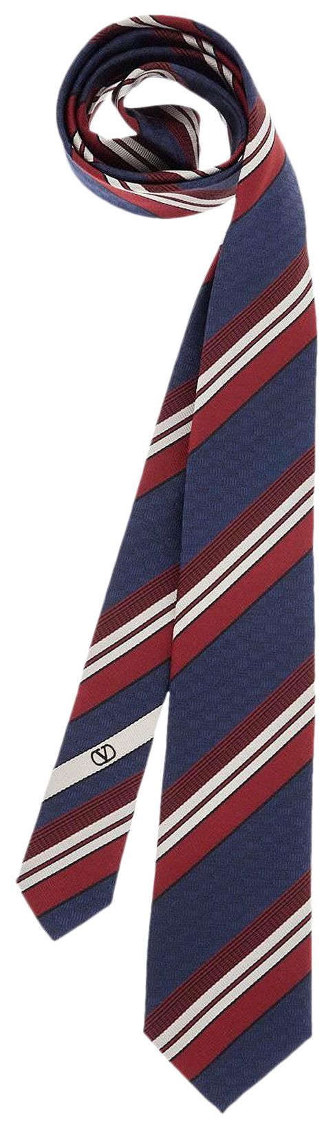 Valentino Striped Silk Tie BlackBordeauxWhite