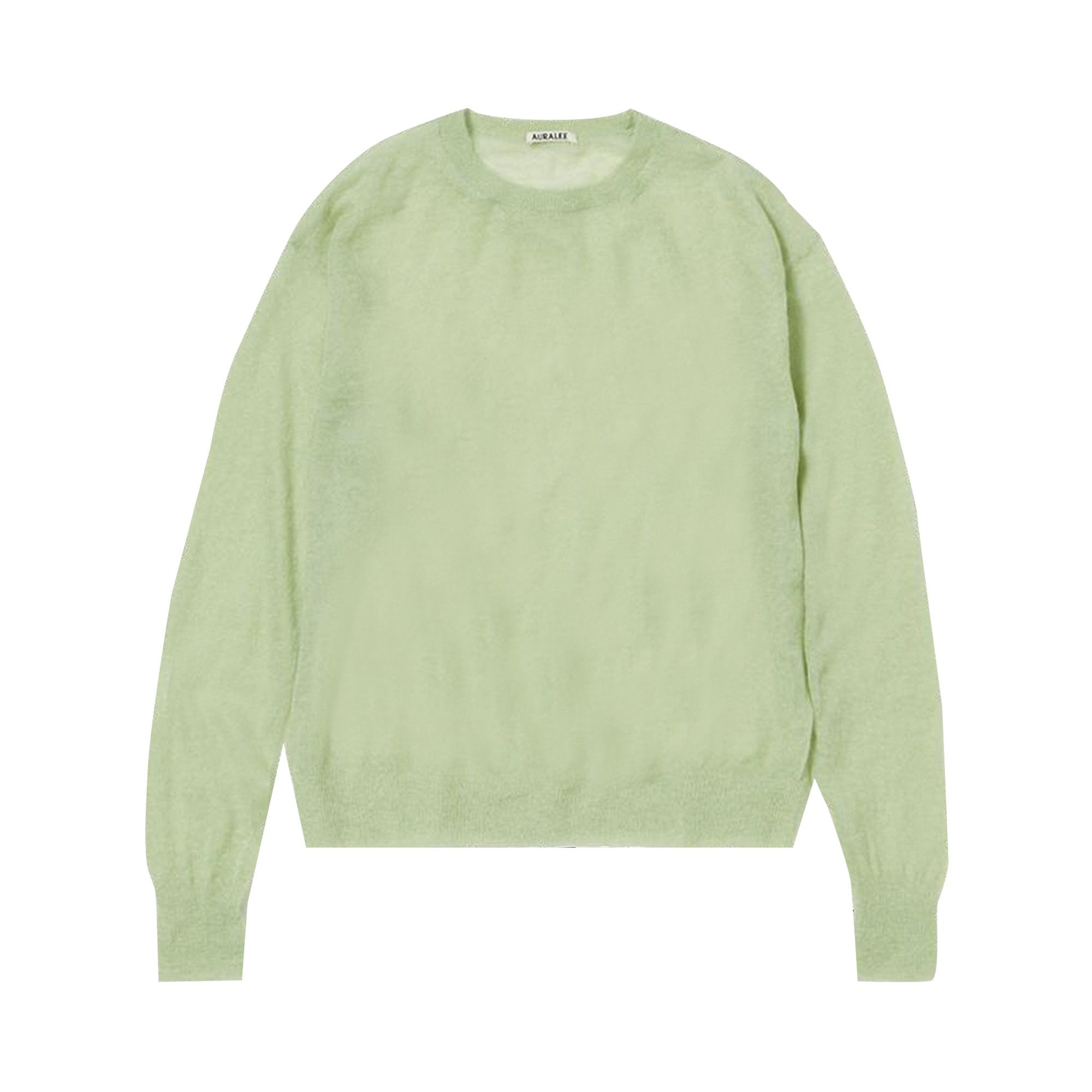 トップス KID MOHAIR SHEER KNIT P/O AURALEE Auralee Kid Mohair Sheer Knit Polo in Lime Yellow Curated at
