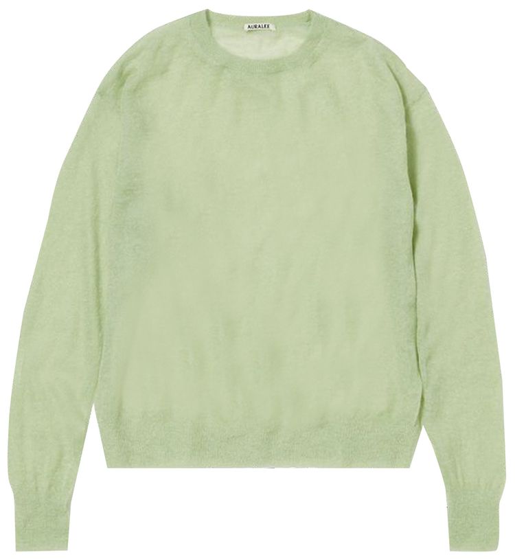 Auralee Kid Mohair Sheer Knit Pullover Light Green