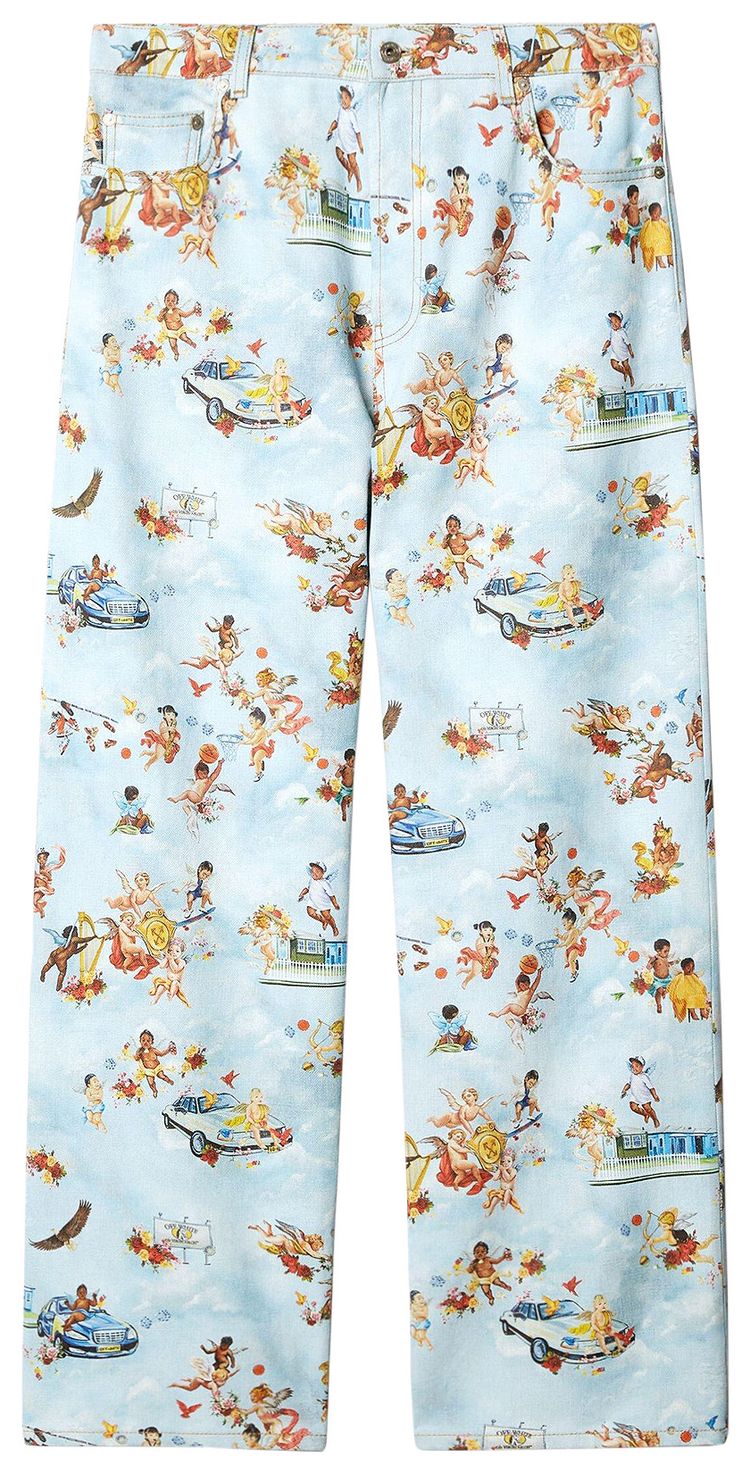 Off White Fresco Print Jeans Light Blue