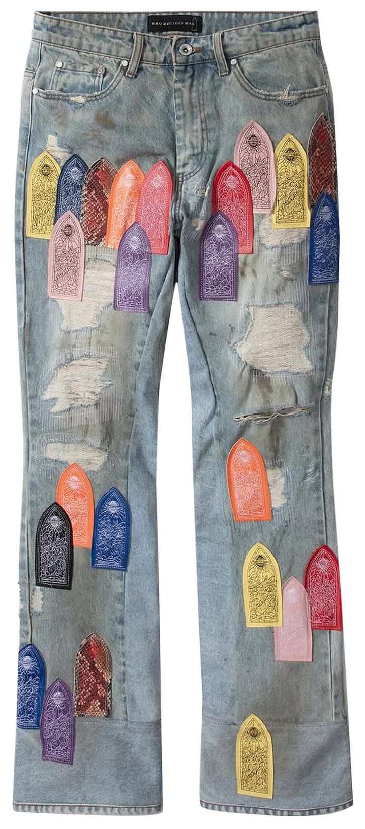 Who Decides War Patch Arched Repaired Distressed Denim Multicolor