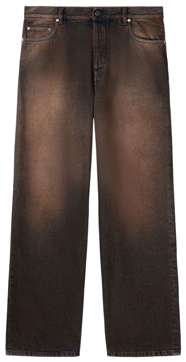 Off White Overdyed Straight Jeans Brown