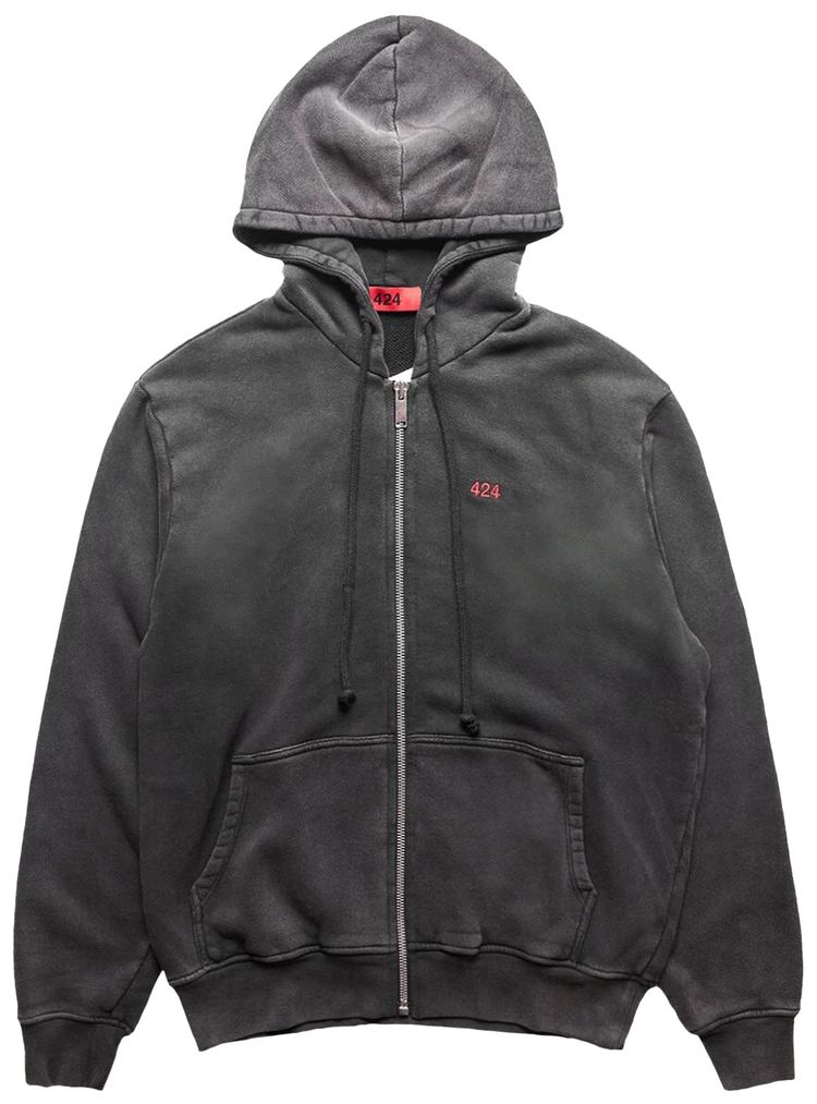 424 Zip Up French Terry Hoodie Black