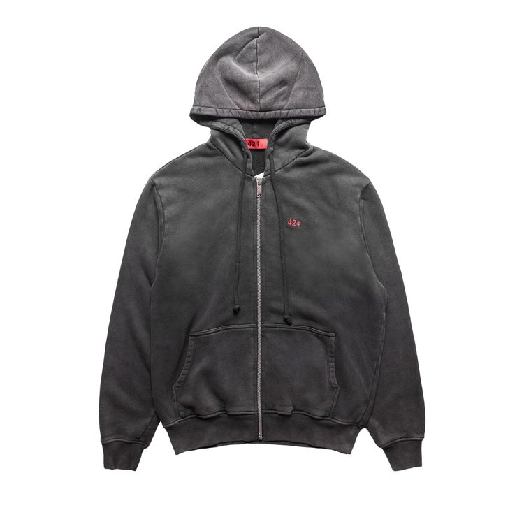 V CUT ZIP-UP HOODIE IN CLAY TERRY