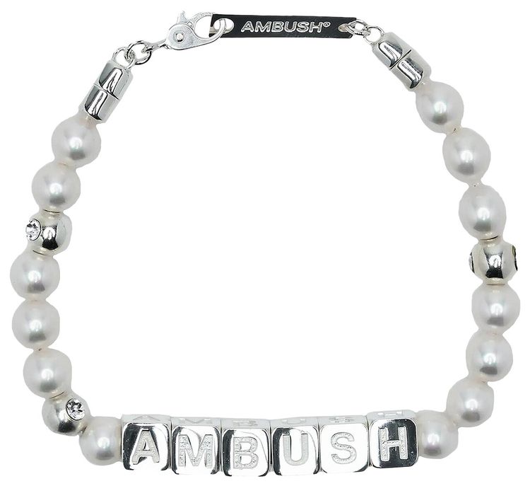 Ambush Pearl Letterblock Bracelet Silver