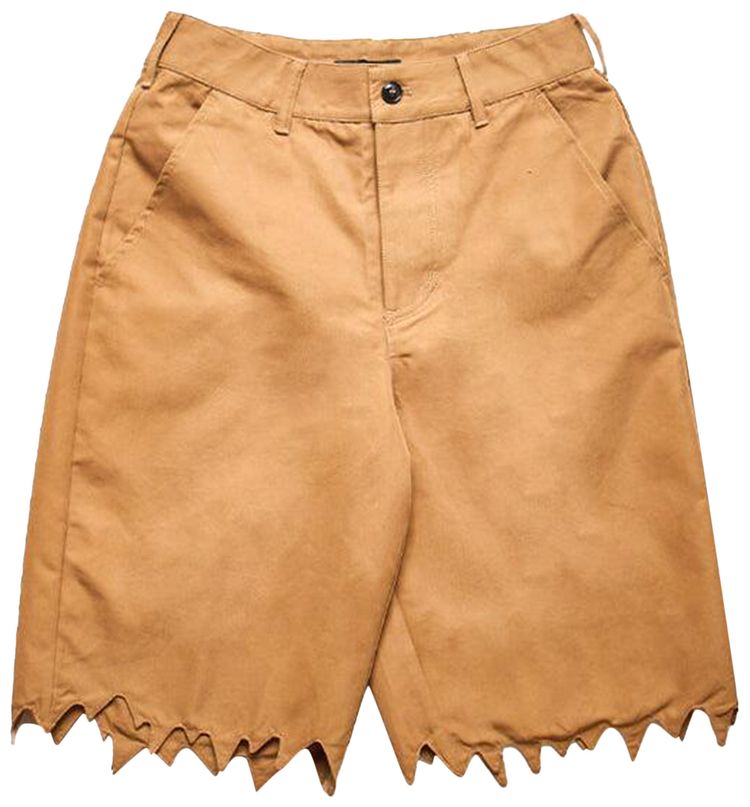 Aris Tatalovich Ripped Dress Shorts Beige
