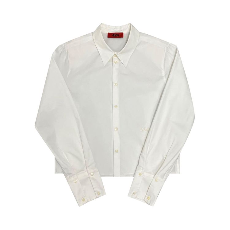 424 Cropped Long Sleeve Shirt White