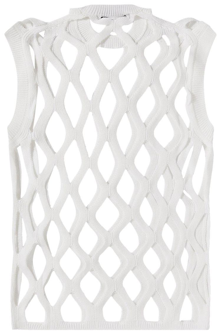 Comme des Garcons Black Open Knit Sleeveless Sweater Vest White