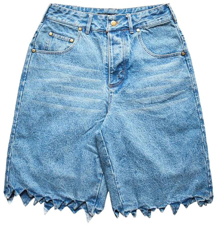 Aris Tatalovich Ripped Denim Shorts Blue