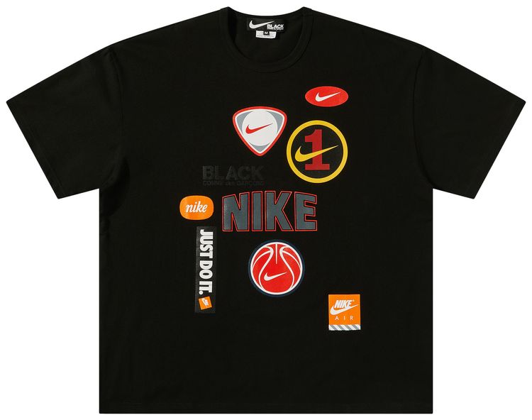 Comme des Garcons Black x Nike Oversized Multi Logo Print Tee Black