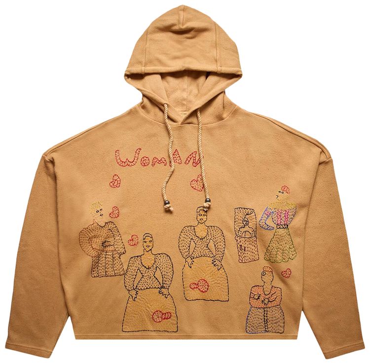 Glass Cypress Embroidered Motif Hoodie Brown