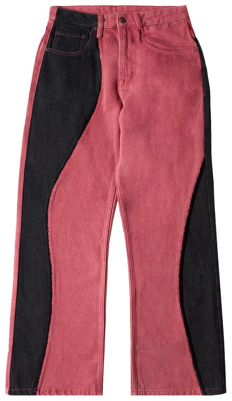 Glass Cypress Panelled Flare Denim Red