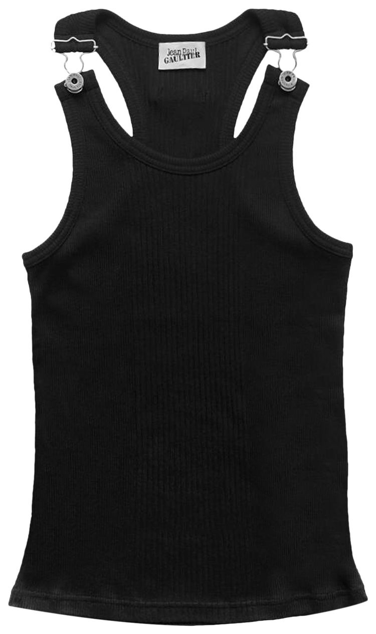 Jean Paul Gaultier Overall Buckle Ribbed Tank Top Black