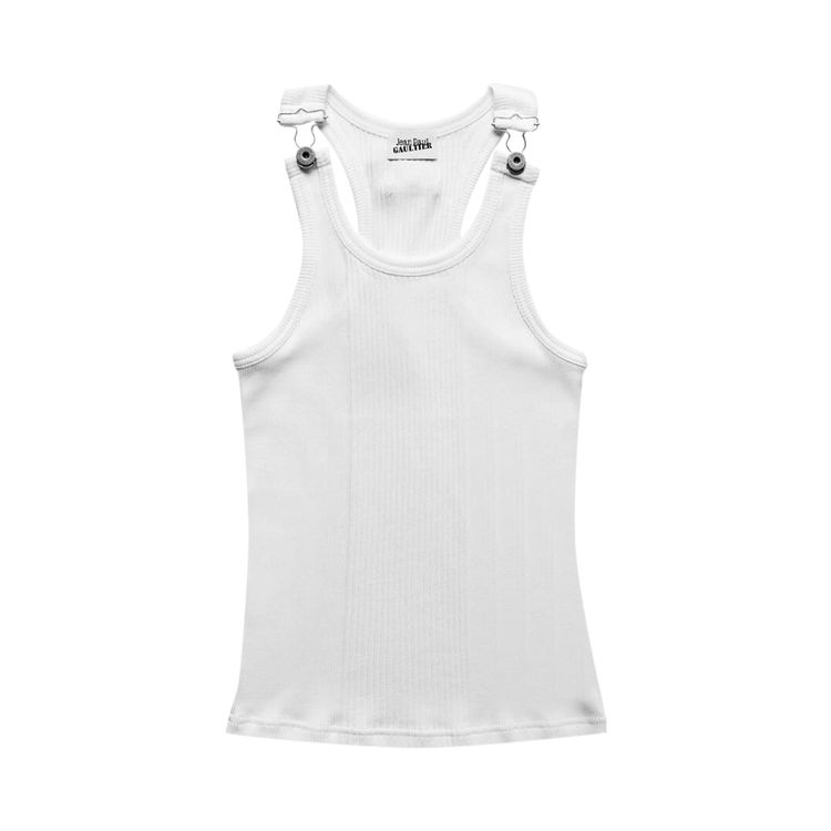 Jean Paul Gaultier Overall Buckle Ribbed Tank Top White
