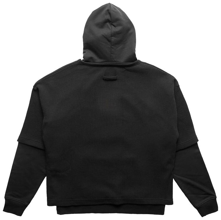 Jean Paul Gaultier Waffle Double Sleeve Oversized Hoodie Black