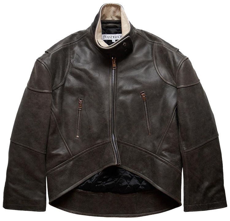 JW Anderson Curved Hem High Neck Jacket Brown