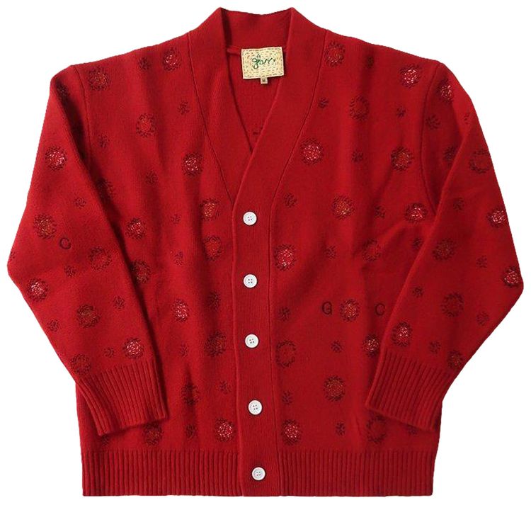 Glass Cypress Monogram Cardigan Red