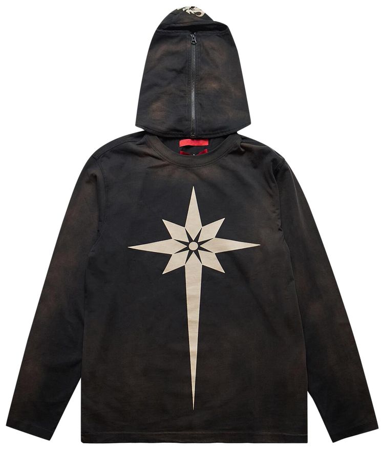 KUSIKOHC Origami Print Mask Long Sleeve T Shirt Brown