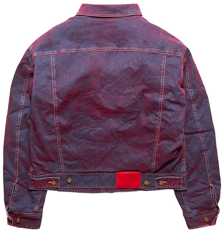 KUSIKOHC Padded Multi Rivet Denim Jacket Red