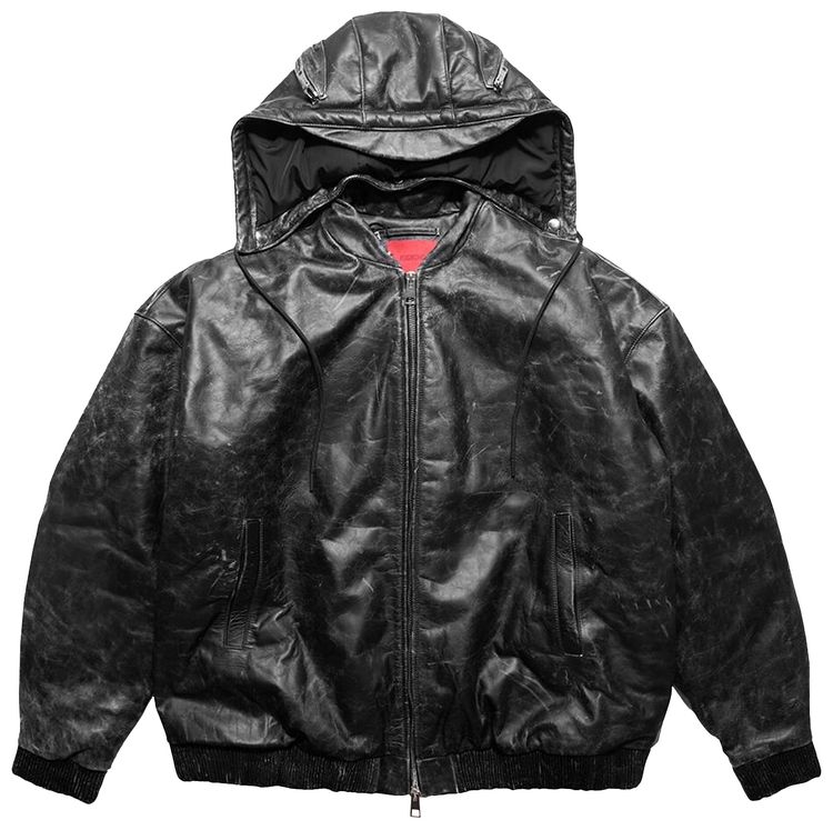 KUSIKOHC Leather Bomber Jacket Black