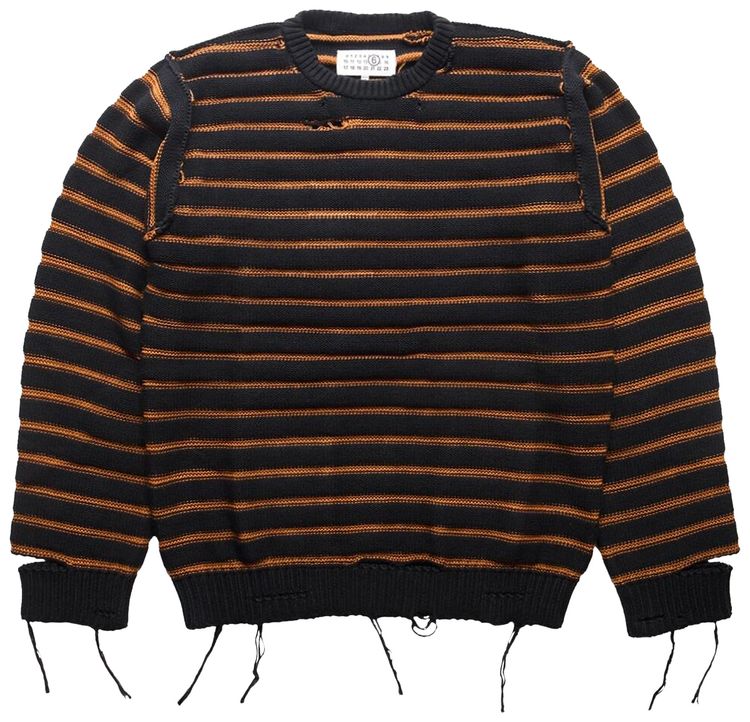 MM6 Maison Margiela Striped Distressed Sweater Black