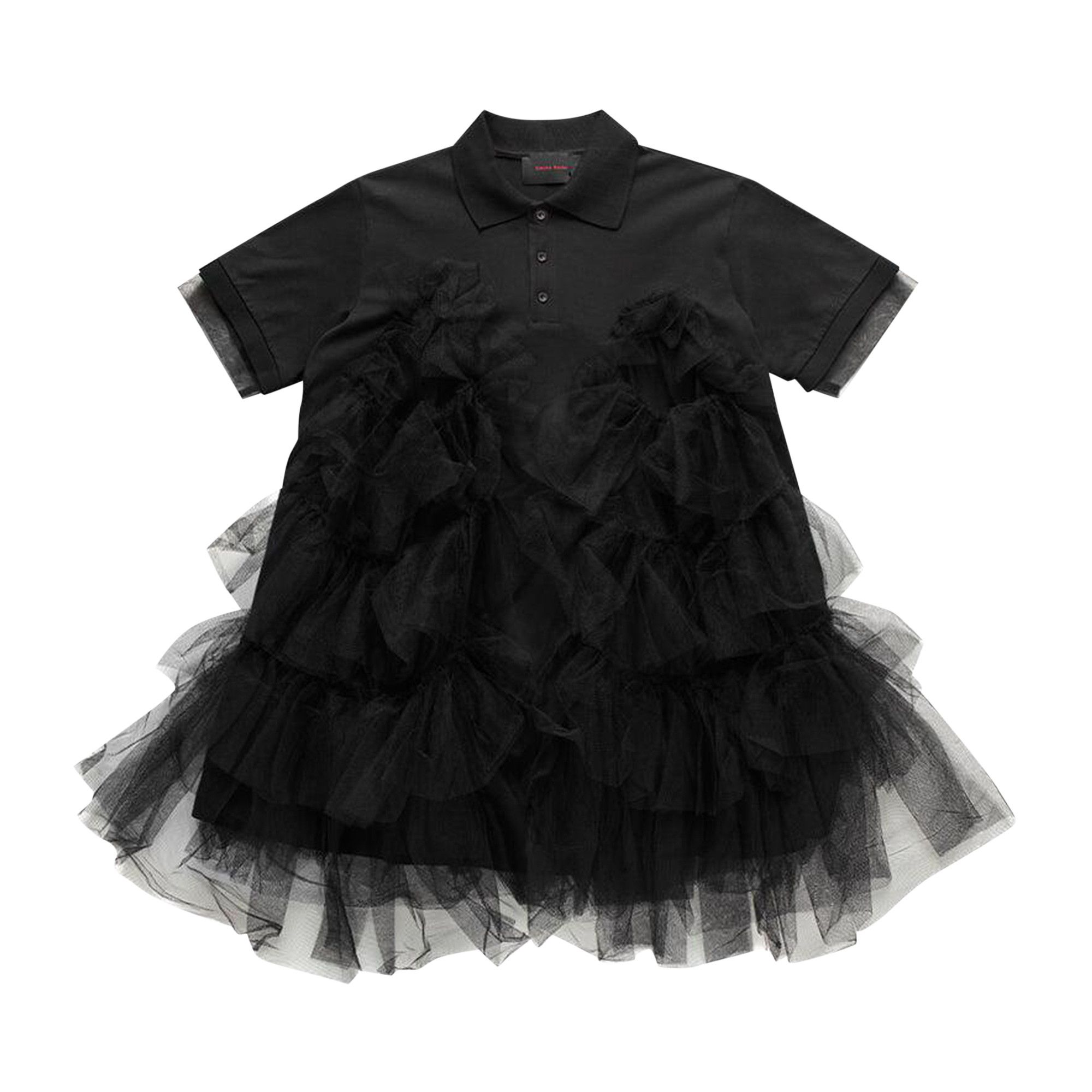 Buy Simone Rocha Tulle Frill Polo Shirt 'Black' - 5279 0562 BLAC