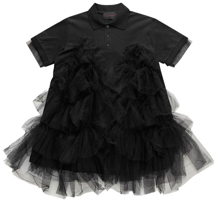 Simone Rocha Tulle Frill Polo Shirt Black