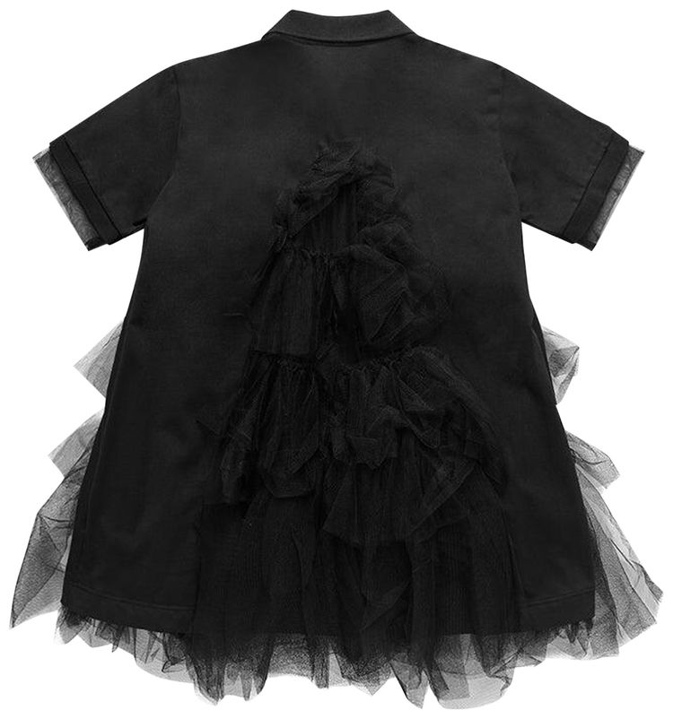 Simone Rocha Tulle Frill Polo Shirt Black