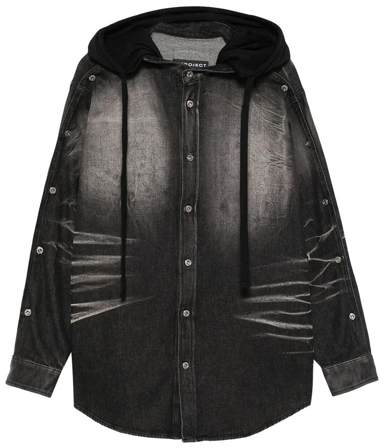 YProject Insert Hood Denim Shirt Black