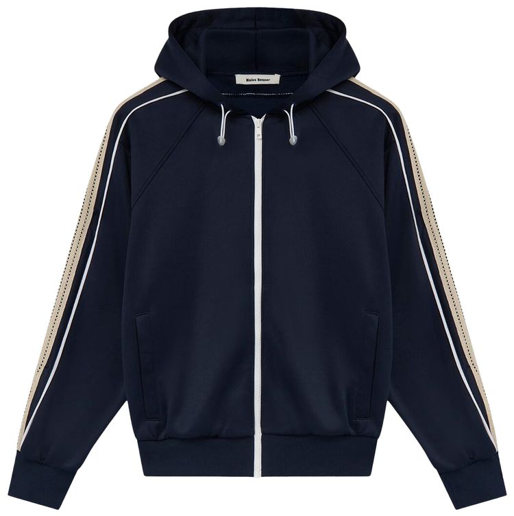 Wales Bonner Mantra Zip Up Hoodie Navy