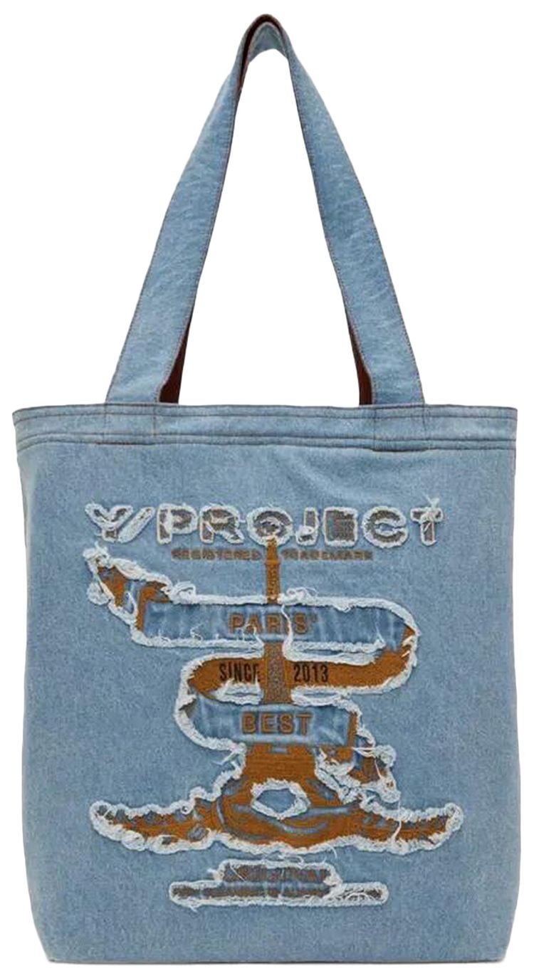 YProject Paris Best Distressed Denim Tote Bag Blue