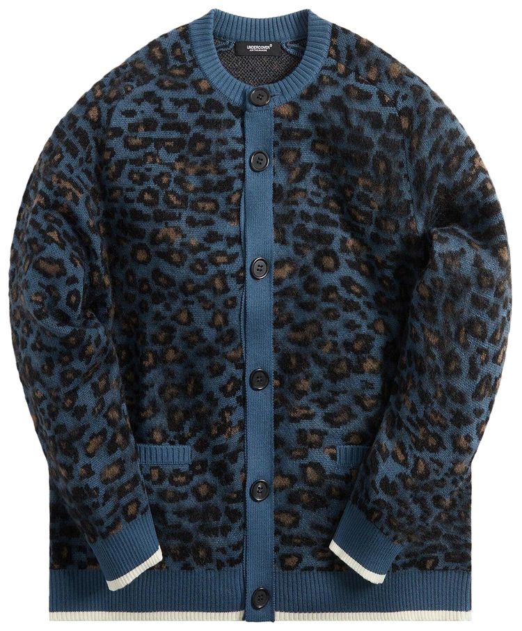 Undercover Leopard Knit Cardigan Blue