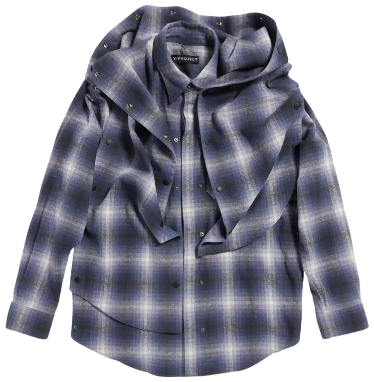 YProject Snap Off Panel Hood Overshirt Blue