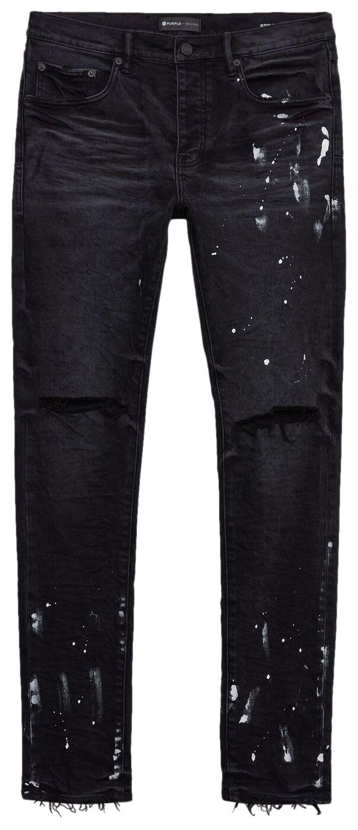 PURPLE BRAND Knee Slit Jeans Black Resin