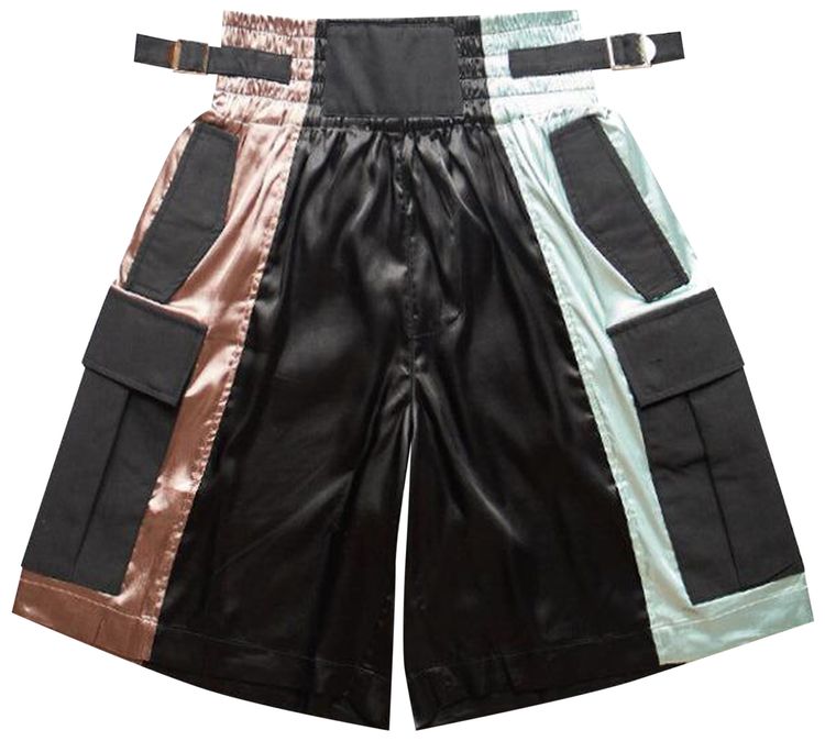 Aris Tatalovich Plaid Cargo Shorts Black