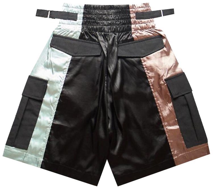 Aris Tatalovich Plaid Cargo Shorts Black