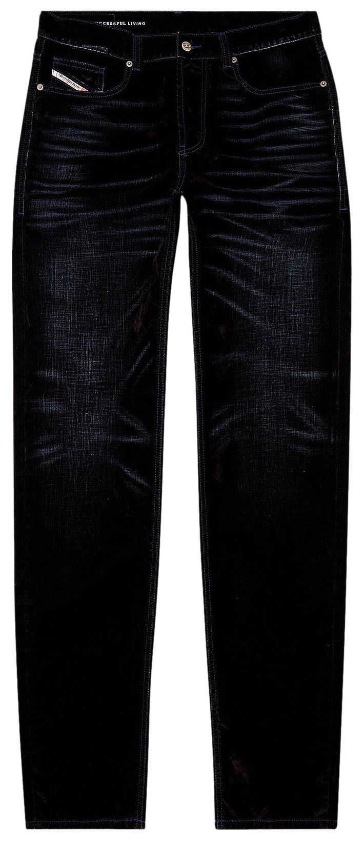 Diesel Loose Velvet Flocked Denim Blue