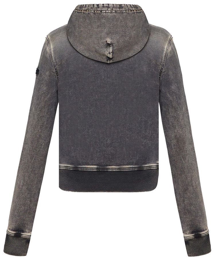 Diesel D Angy Hood Track Cropped Denim Hoodie Black