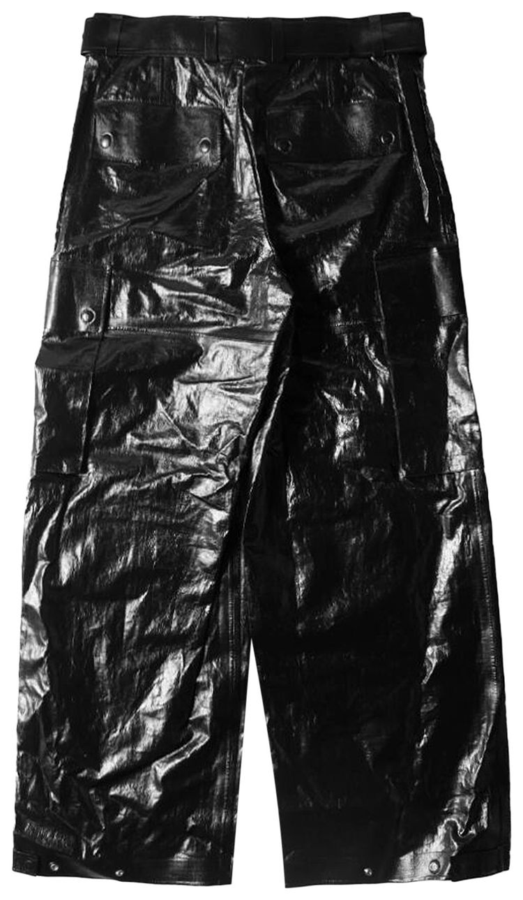 Jil Sander Shiny Coated Linen Trousers Blue