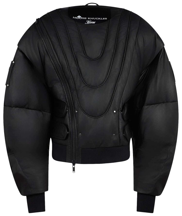 Luar x Moose Knuckles Leather Bomber Black
