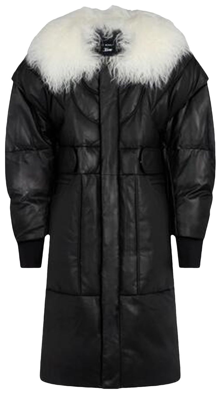 Luar x Moose Knuckles Long Leather Jacket Black