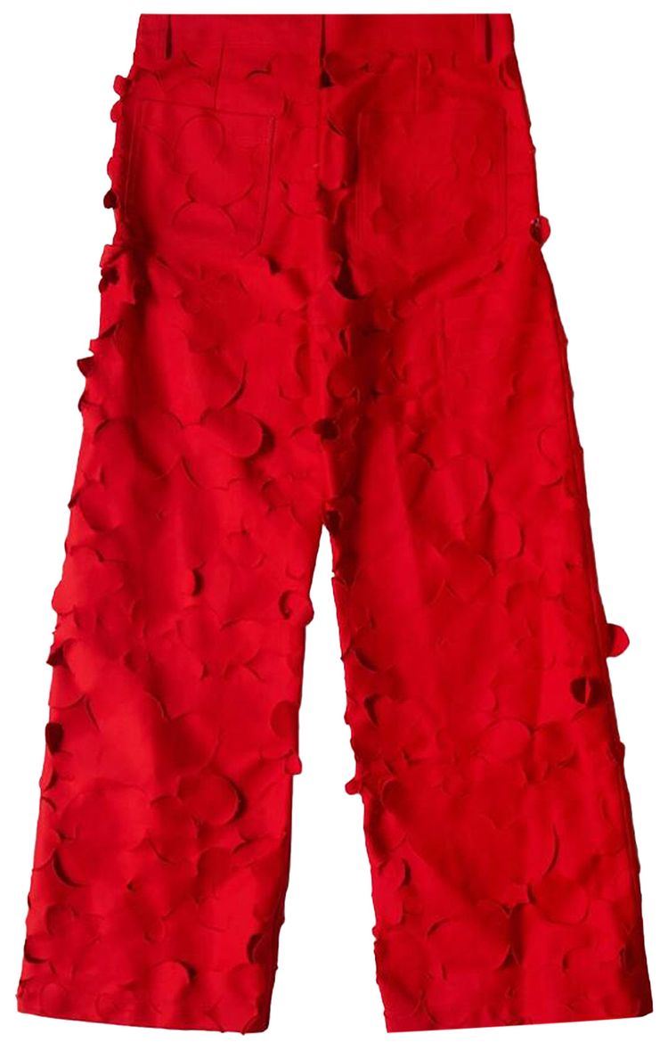 Marni Embroidered Rover Flowers Cut Out Trousers Crimson