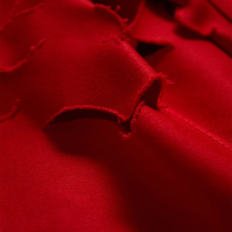 Marni Embroidered Rover Flowers Cut Out Trousers Crimson