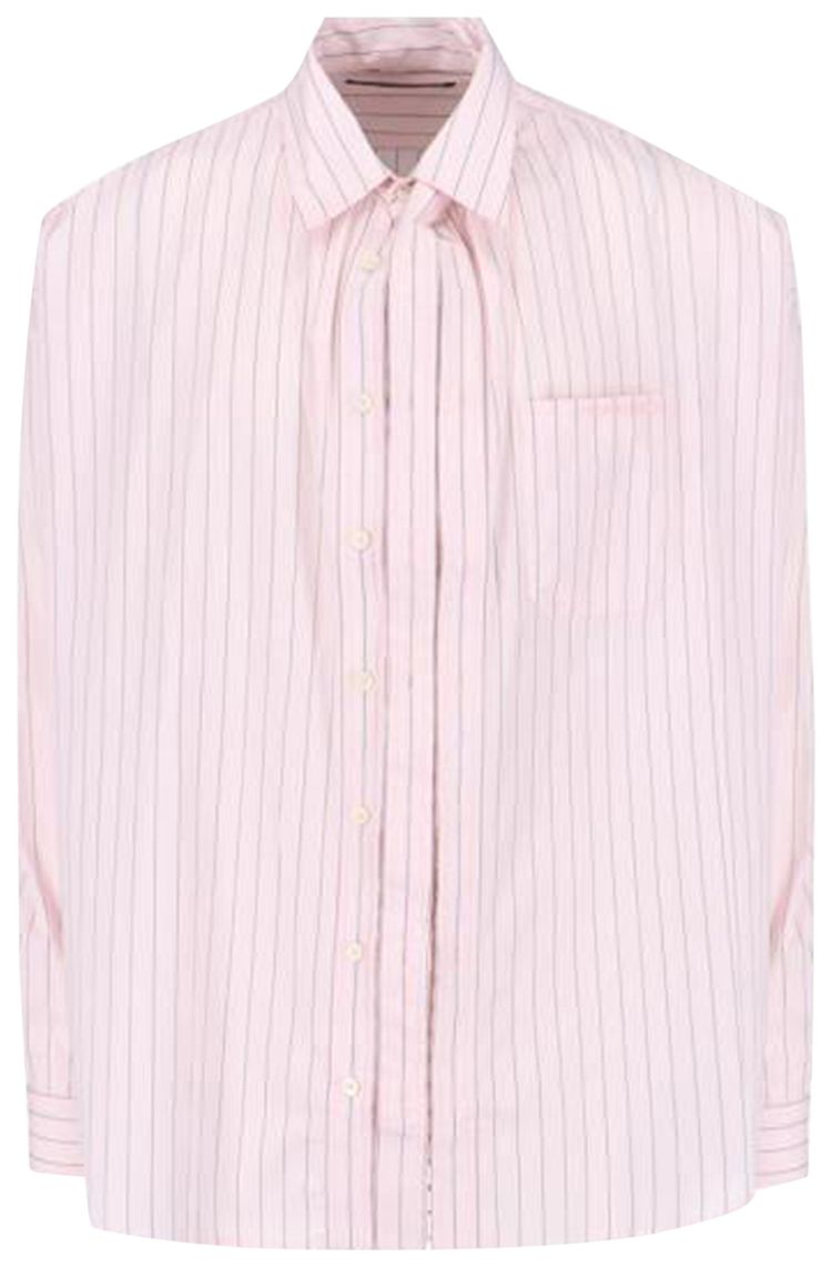 YProject Hook And Eye Pinstripe Long Sleeve Shirt Pink