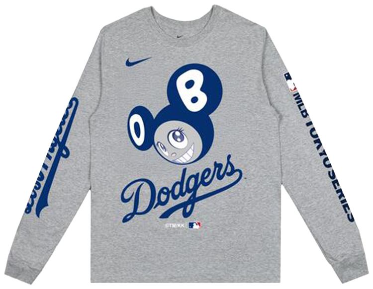 Nike x Takashi Murakami x MLB World Tour Tokyo Series 2025 Dodgers Long Sleeve Tee Grey