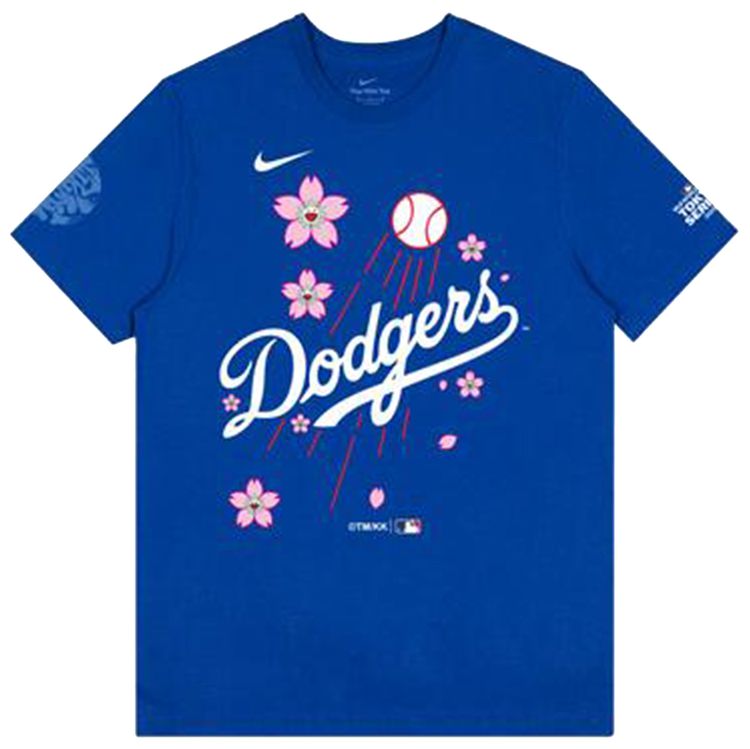 Nike x Takashi Murakami x MLB World Tour Tokyo Series 2025 Dodgers Script Short Sleeve Tee Blue