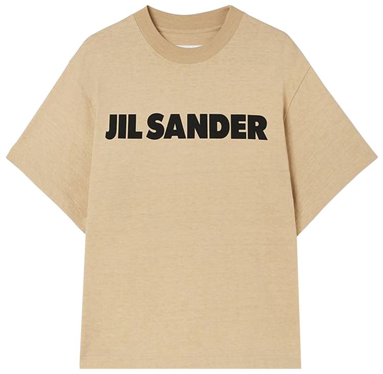 Jil Sander Short Sleeve Logo Chest Print T Shirt Dark Sand